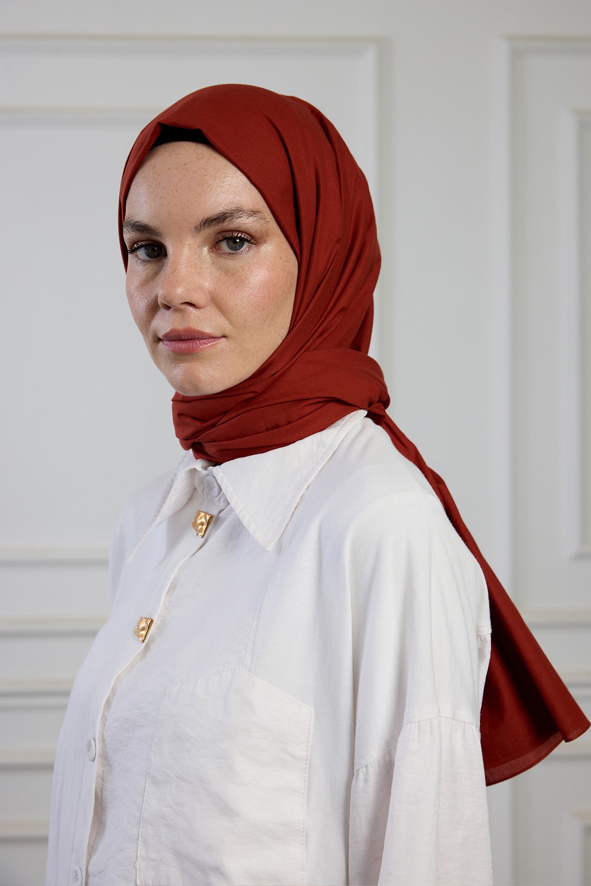 Pure Pamuk Şal - Kiremit