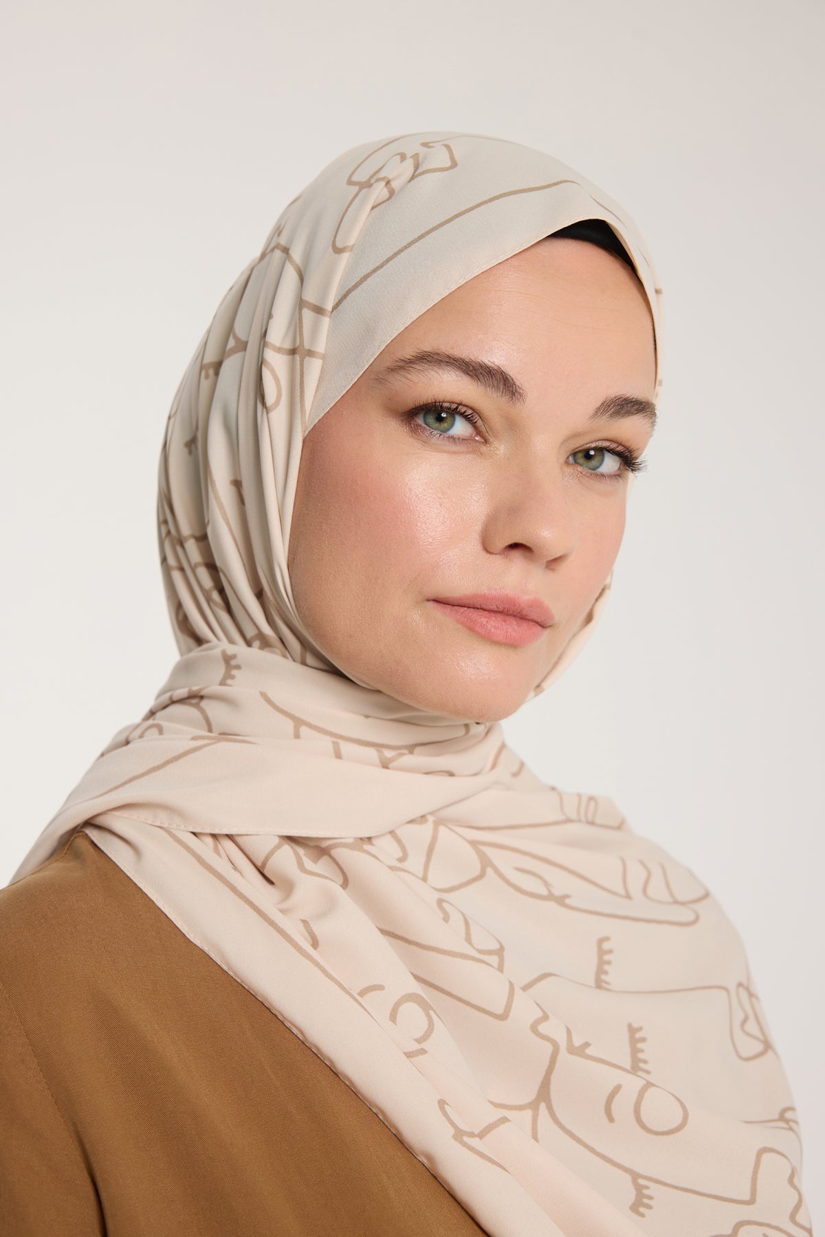 Pure Tone Şal - Marjinal Desen - Bej - Vizon