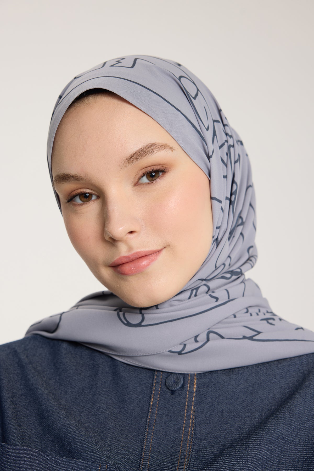 Pure Tone Şal - Marjinal Desen - Gümüş - Füme