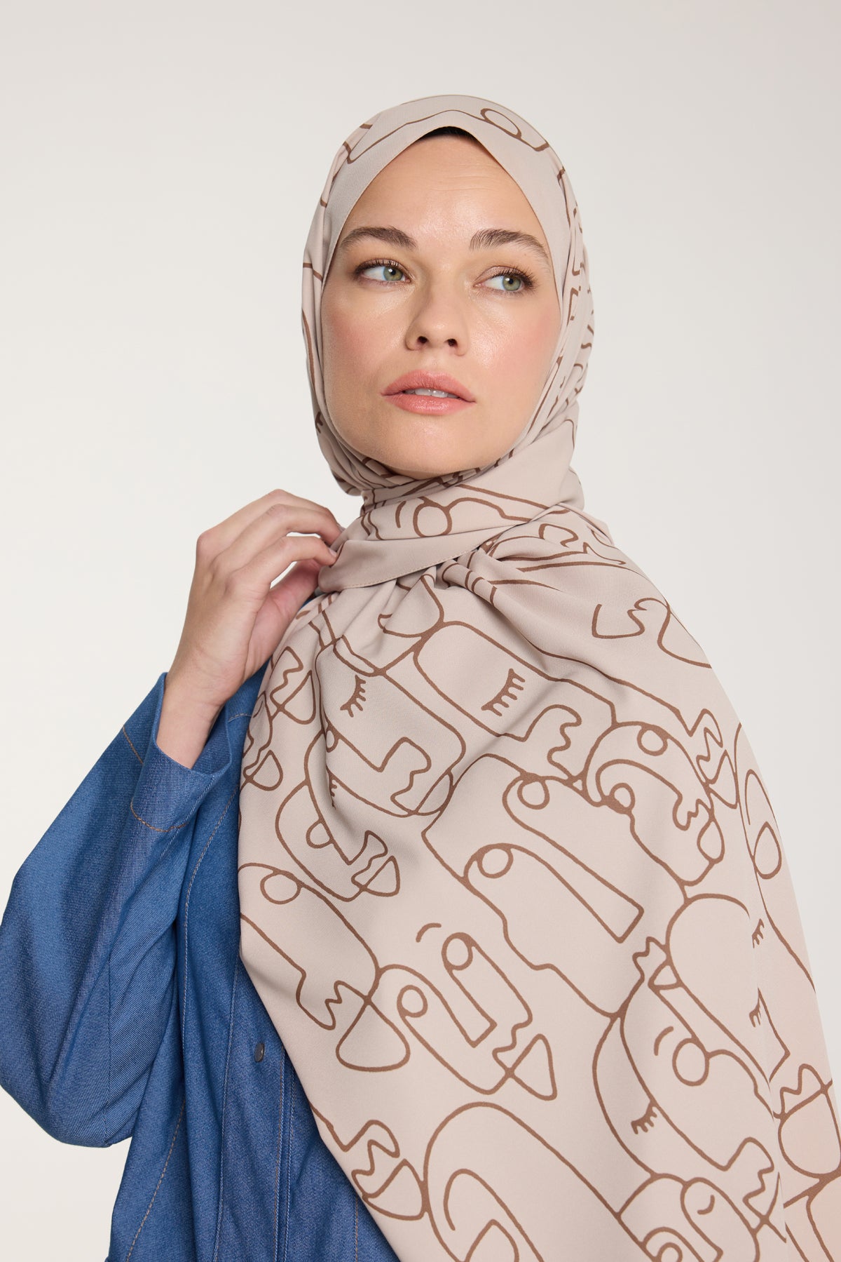 Pure Tone Şal - Marjinal Desen - Taş - Kahve