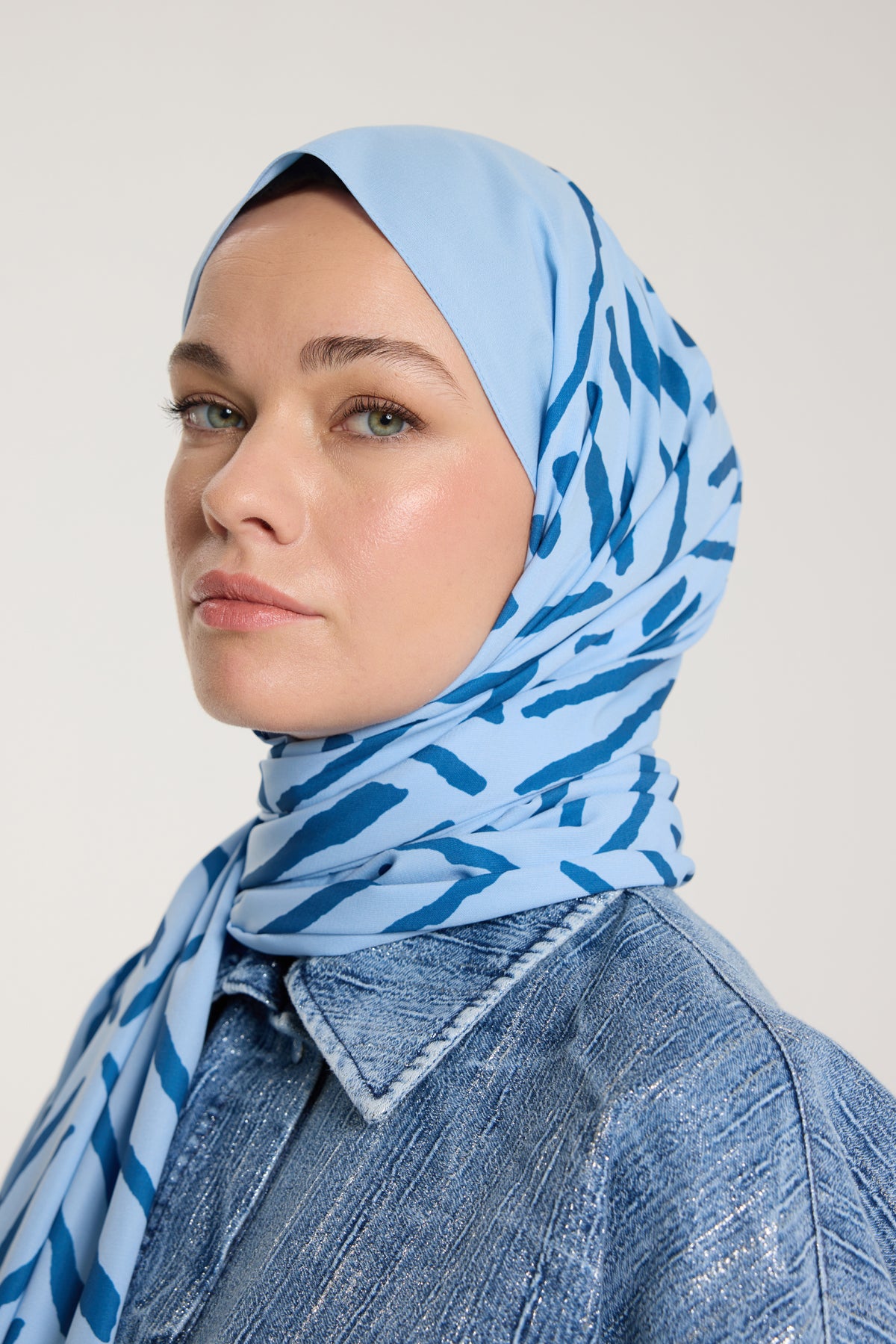 Pure Tone Şal - V Desen - Bebe Mavisi - Mavi