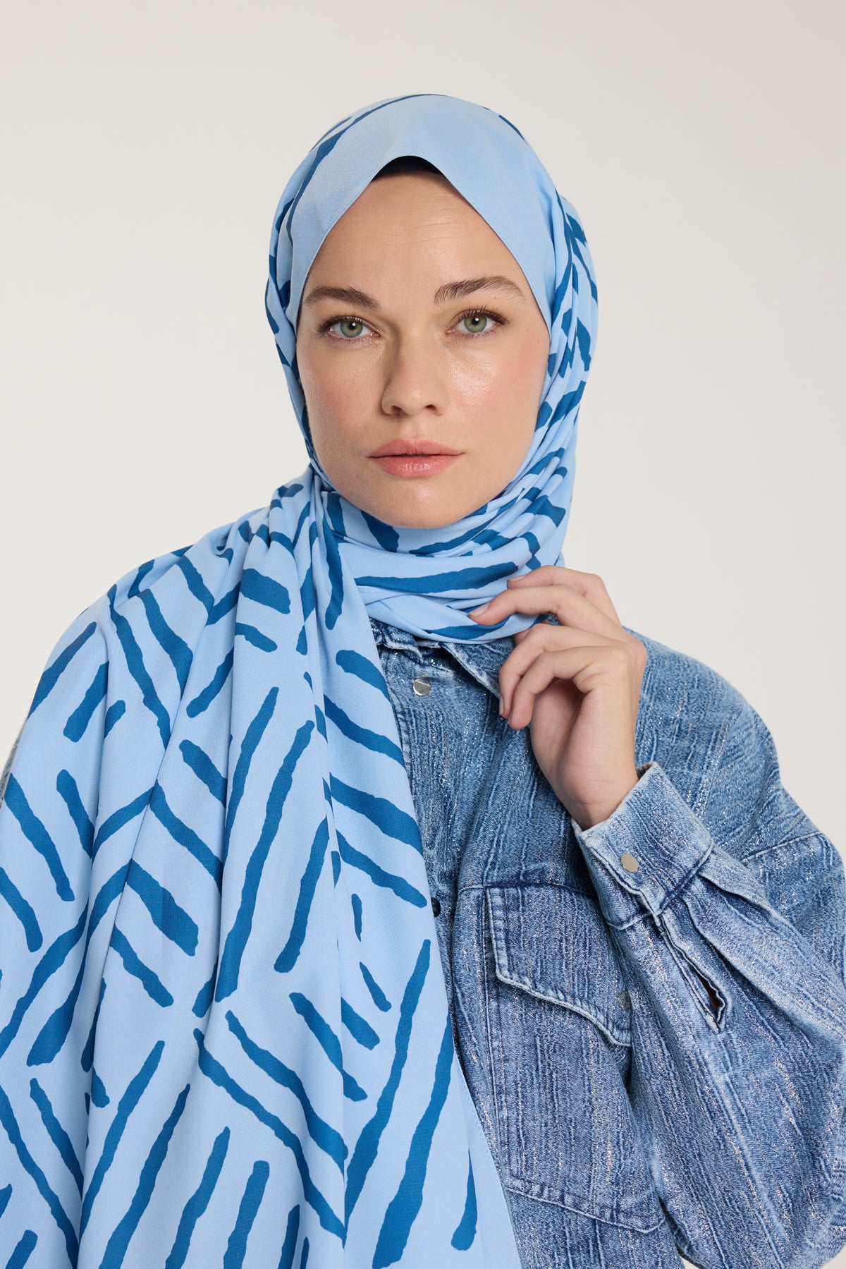 Pure Tone Şal - V Desen - Bebe Mavisi - Mavi