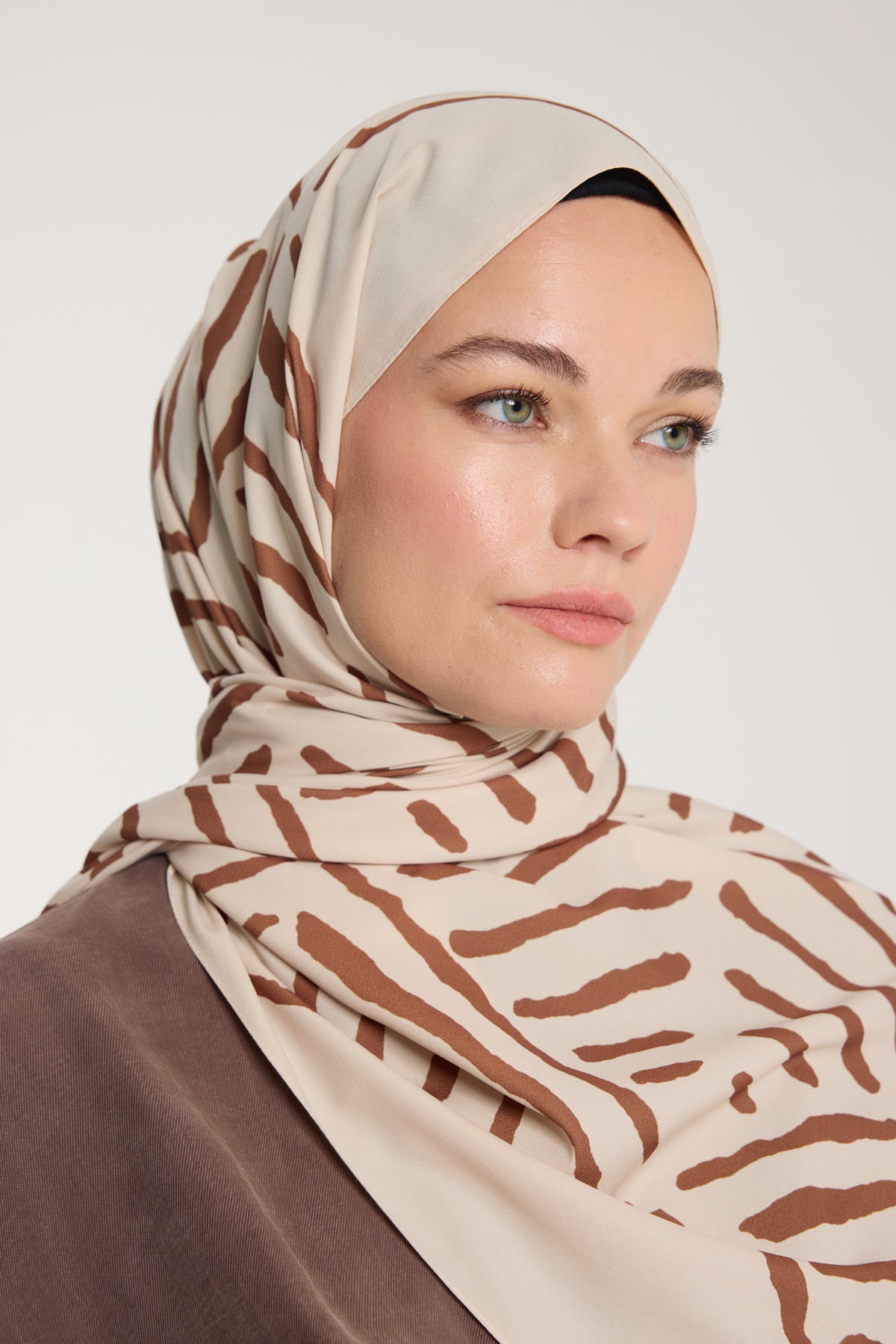 Pure Tone Şal - V Desen - Bej - Kahve