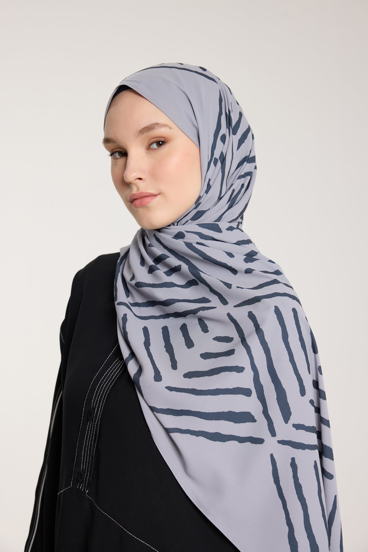 Pure Tone Şal - V Desen - Gümüş - Füme