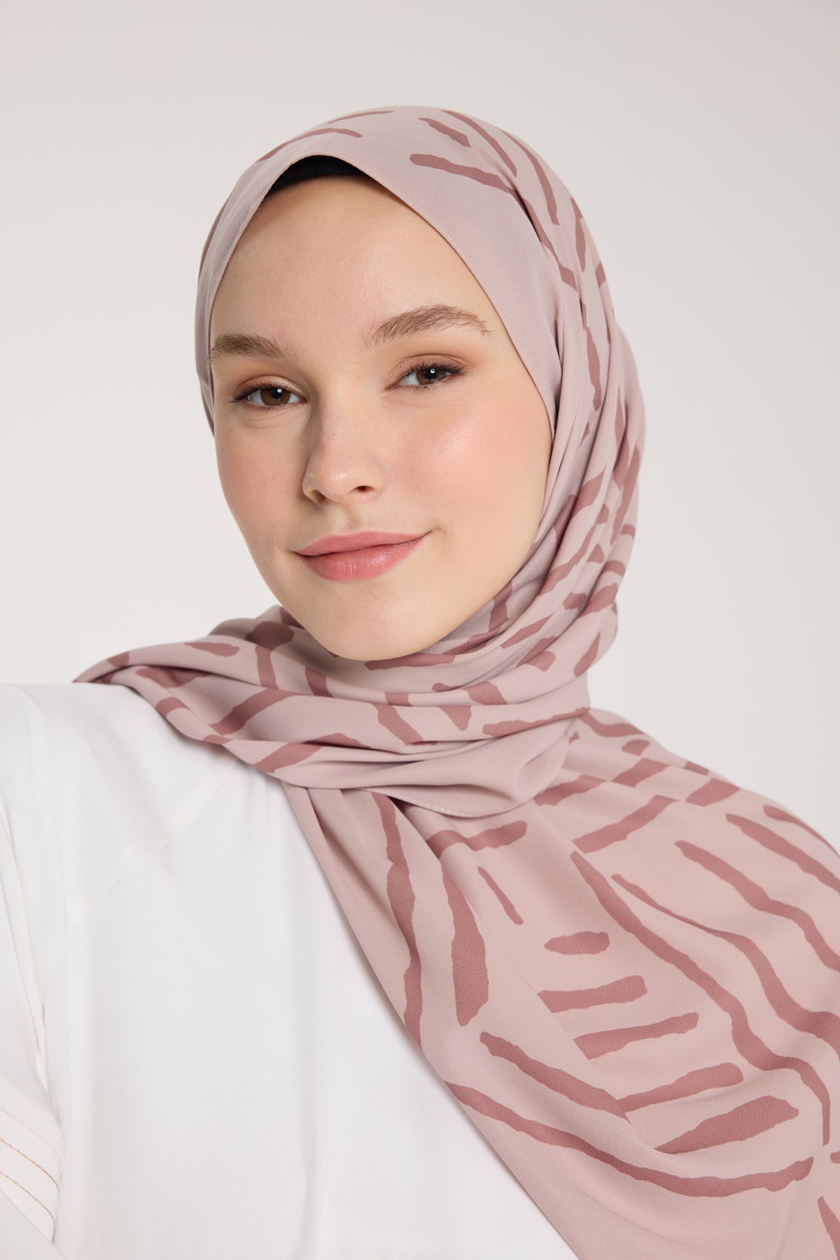 Pure Tone Şal - V Desen - Latte - Nude