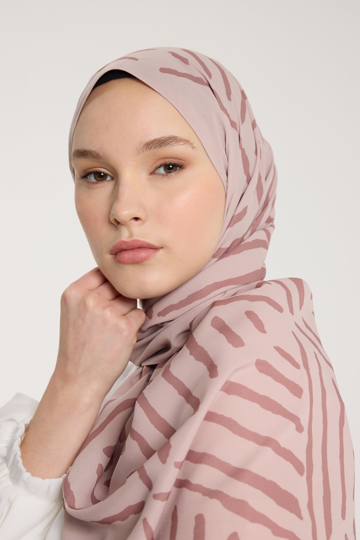 Pure Tone Şal - V Desen - Latte - Nude
