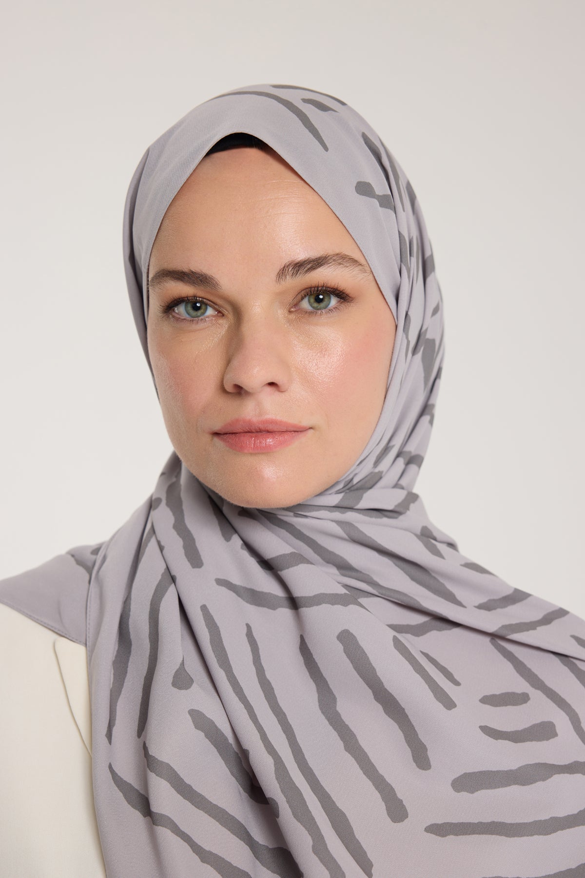 Pure Tone Şal - V Desen - Soft Gri - Gri