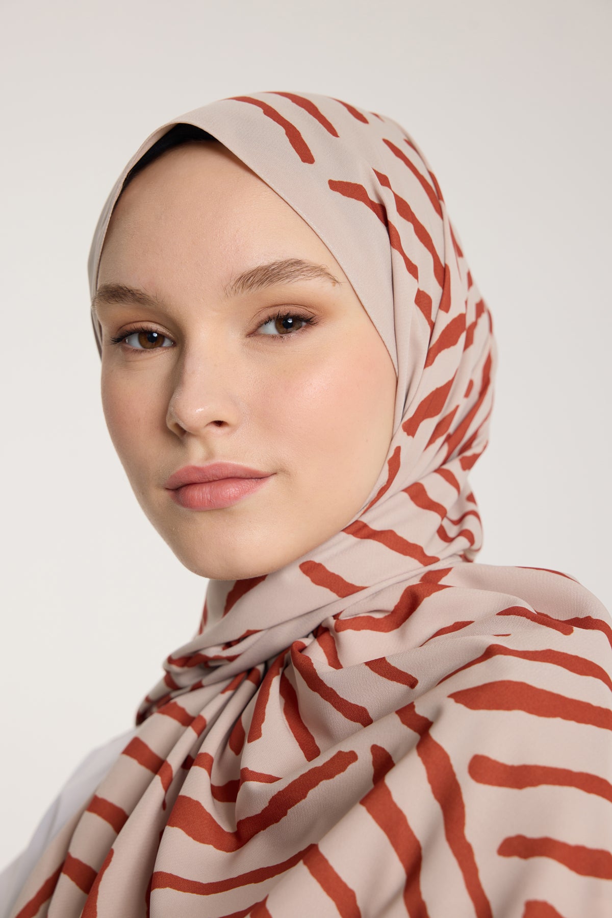 Pure Tone Şal - V Desen - Taş - Kiremit