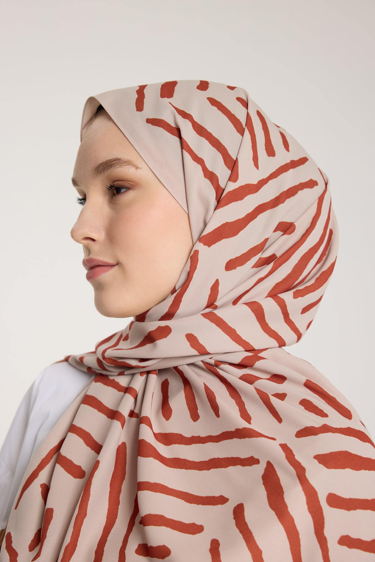 Pure Tone Şal - V Desen - Taş - Kiremit