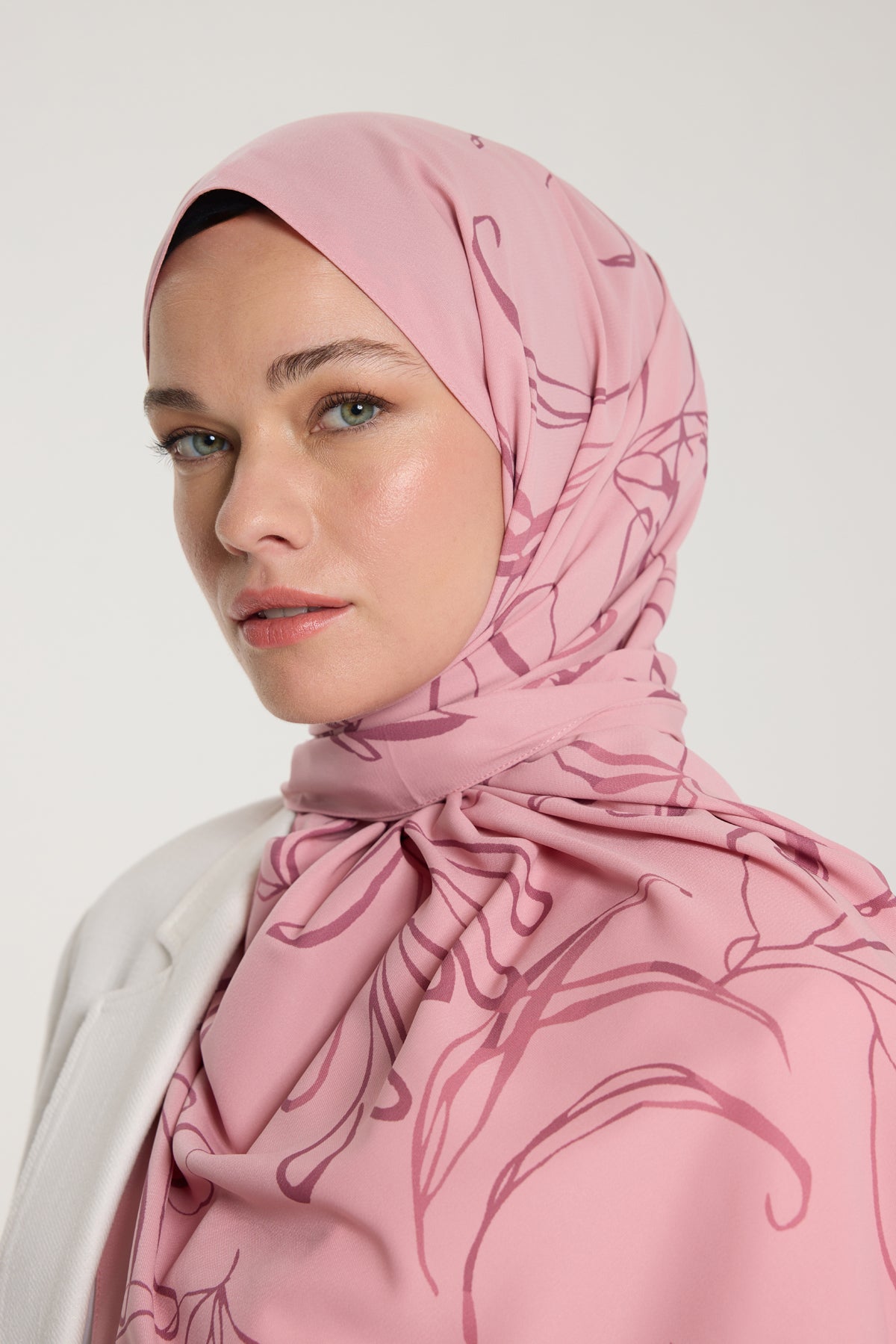 Pure Tone Şal - Yaprak Desen - Pembe - Gülkurusu