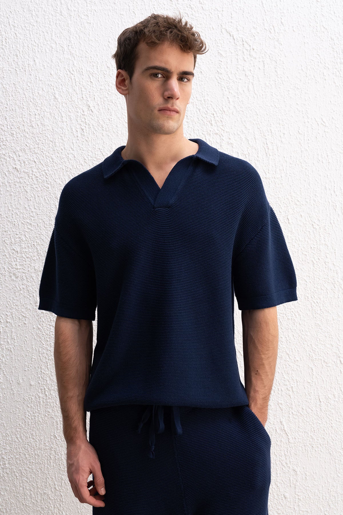 RAHAT KESİM POLO YAKA TRİKO LACİVERT T-SHIRT