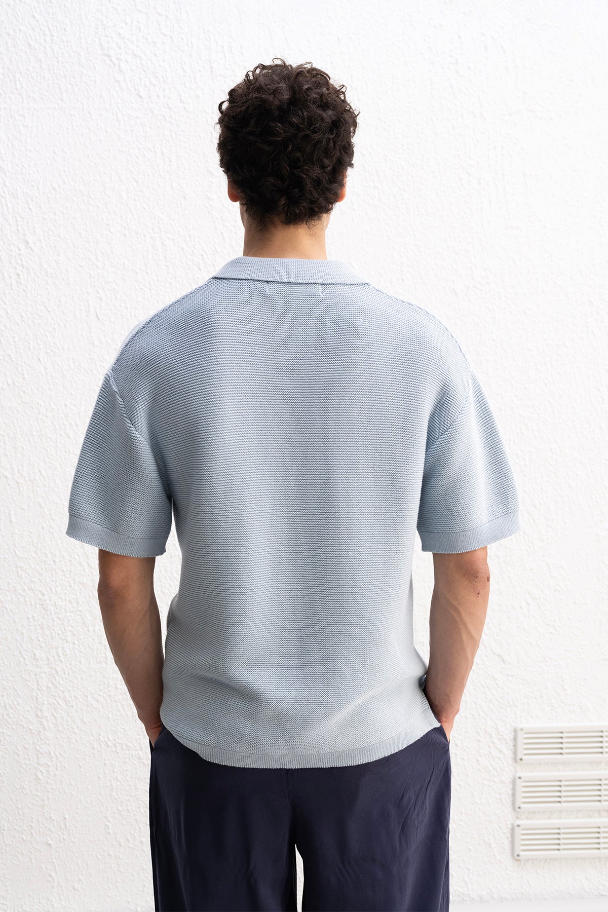 RAHAT KESİM POLO YAKA TRİKO MAVİ T-SHIRT - MAVİ M