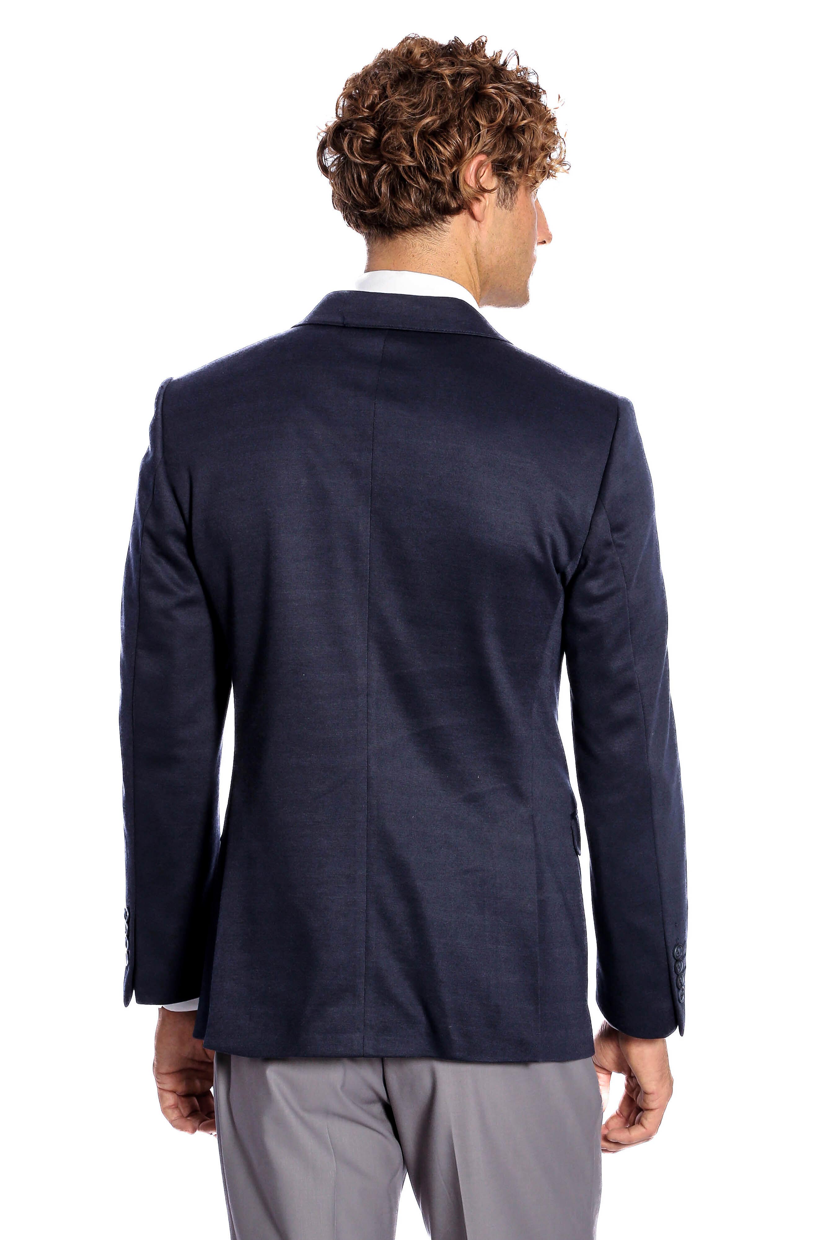 Lacivert Düz Slim Fit Erkek Ceket - Wessi