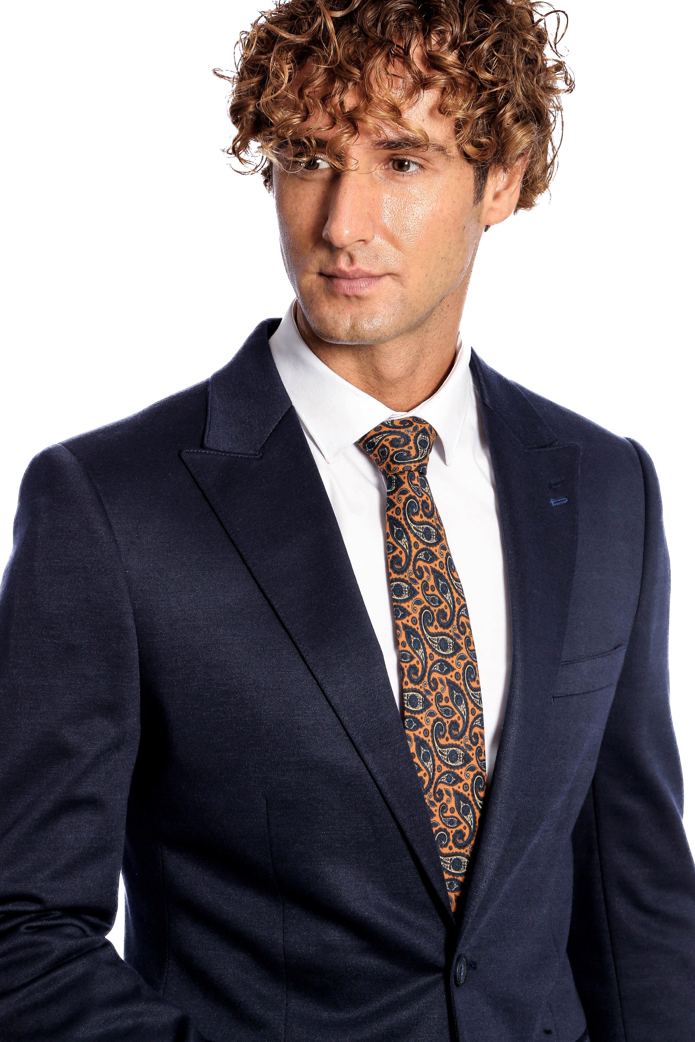 Lacivert Düz Slim Fit Erkek Ceket - Wessi
