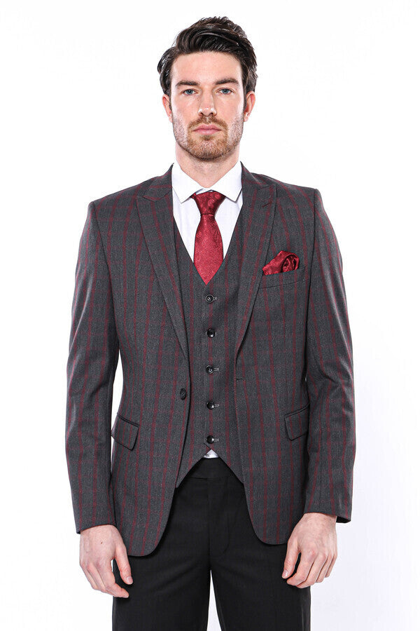 Ekose Füme Slim Fit Erkek Ceket - Wessi