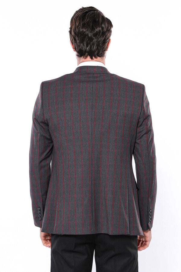 Ekose Füme Slim Fit Erkek Ceket - Wessi