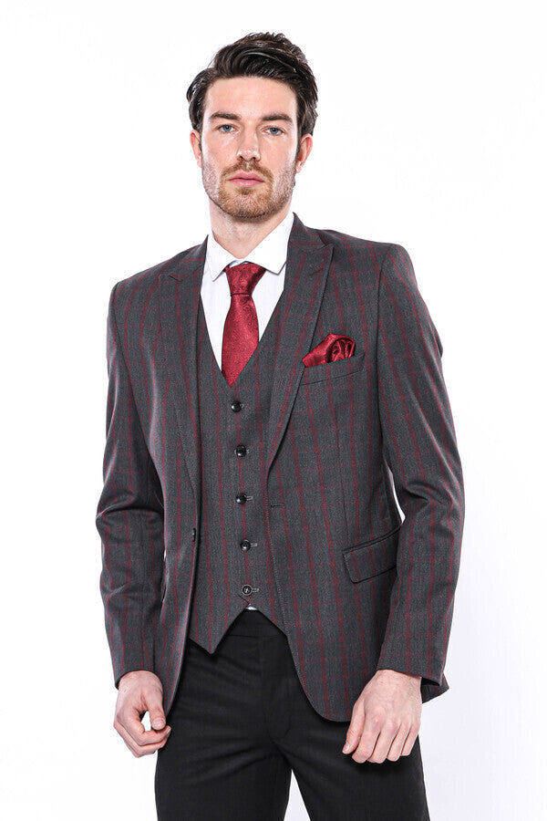 Ekose Füme Slim Fit Erkek Ceket - Wessi