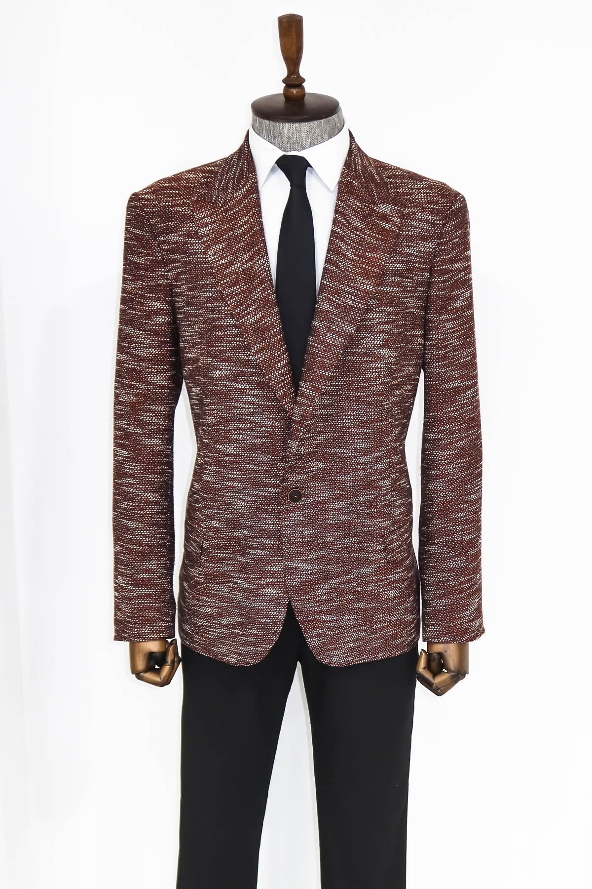 Desenli Slim Fit Spor Kahverengi Erkek Ceket - Wessi