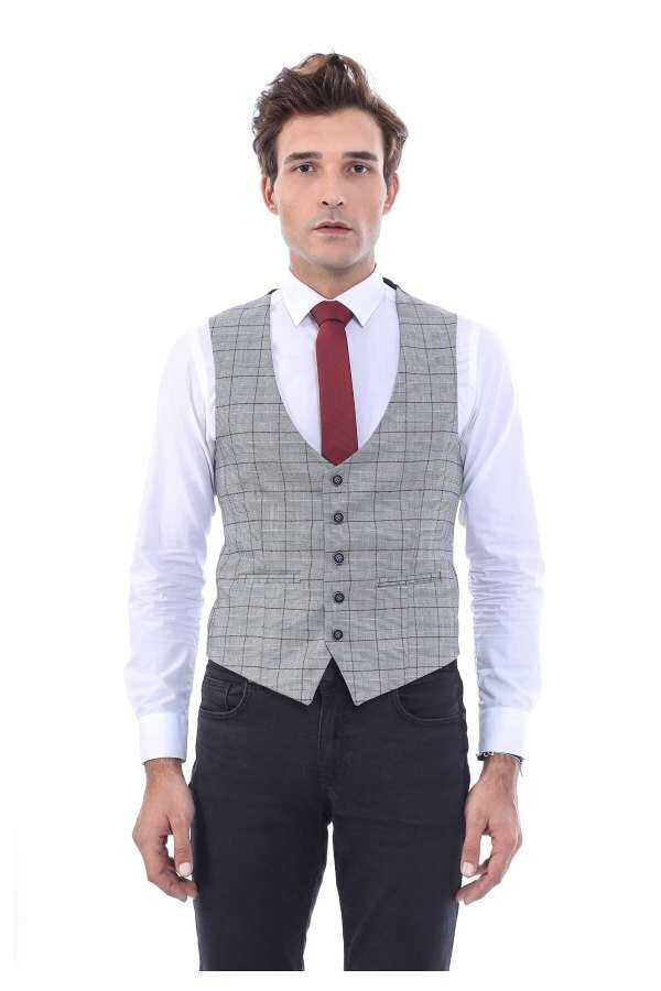 Ekose Ceket Yelek Set - Wessi