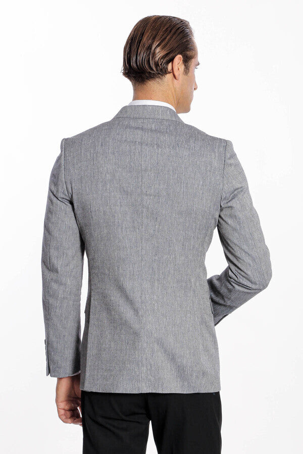 Sivri Yaka Slim Fit Füme Erkek Ceket - Wessi