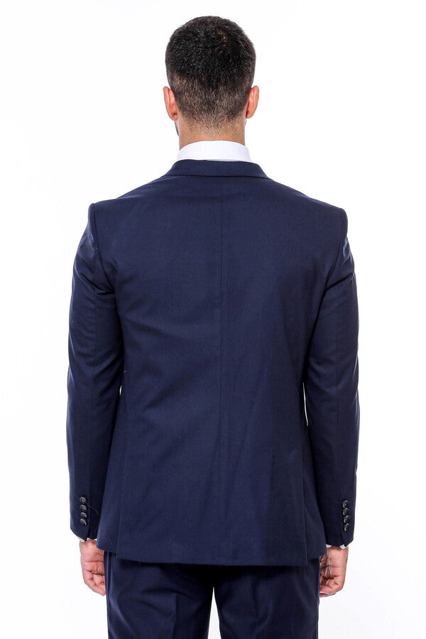 Desensiz Slim Fit Lacivert Erkek Takım Elbise - Wessi