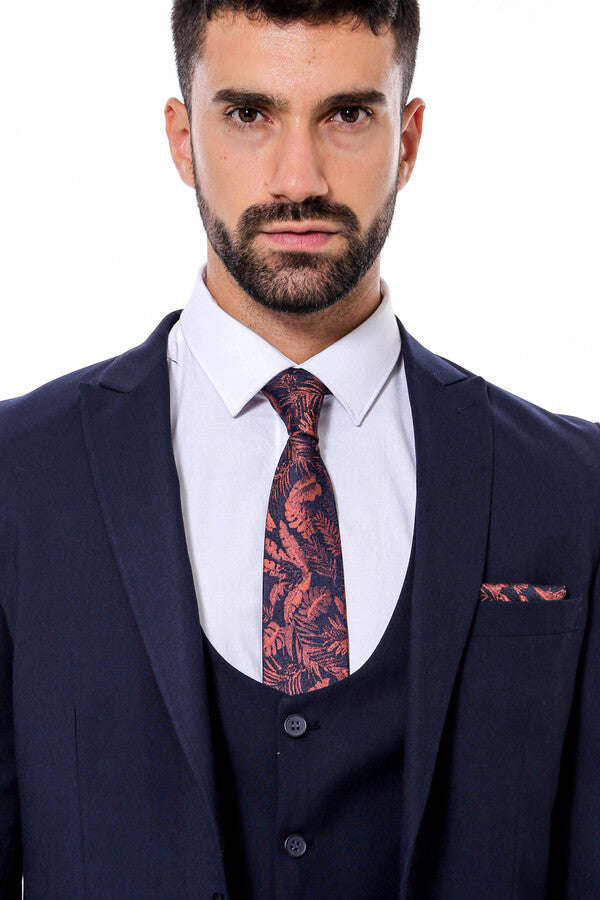 Desensiz Slim Fit Lacivert Erkek Takım Elbise - Wessi
