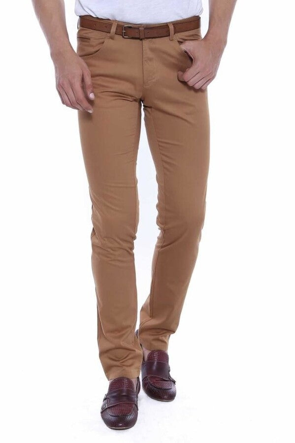Slim Fit Pamuk Kahverengi Erkek Pantolon - Wessi