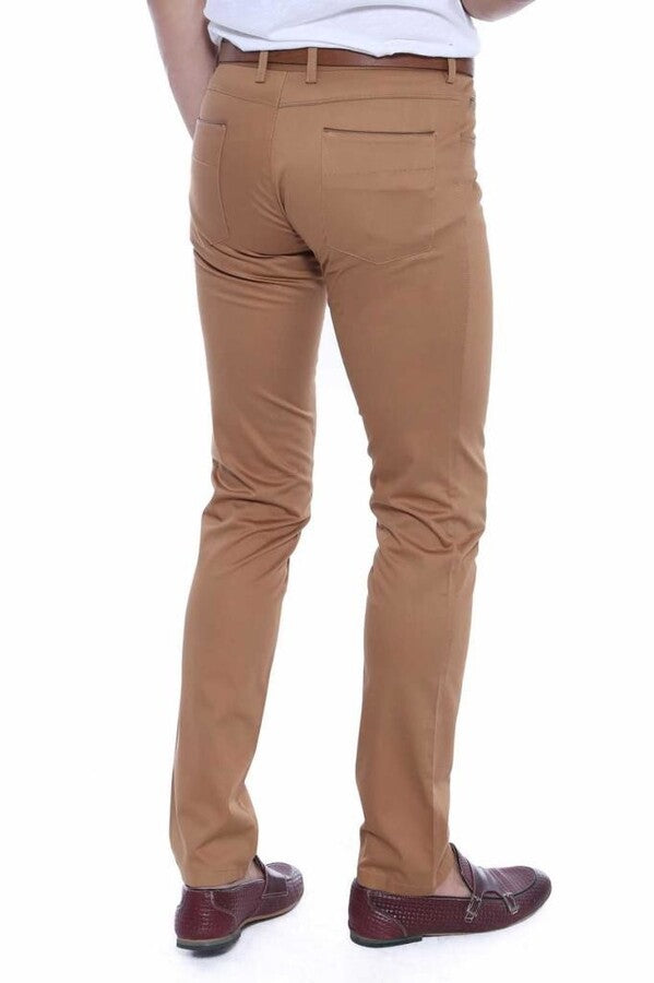 Slim Fit Pamuk Kahverengi Erkek Pantolon - Wessi