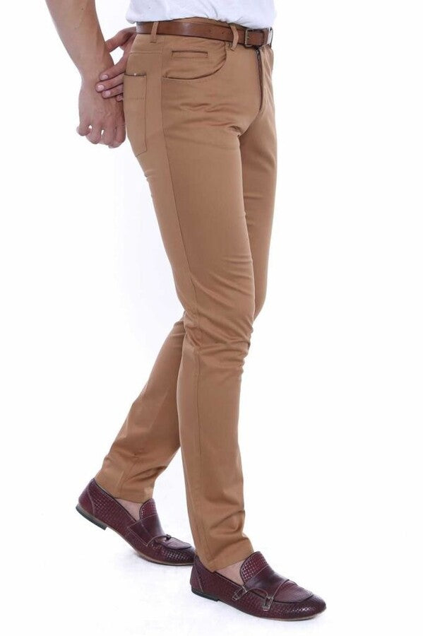 Slim Fit Pamuk Kahverengi Erkek Pantolon - Wessi
