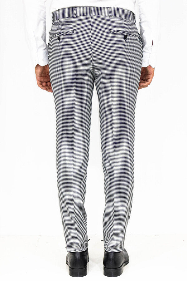 Kaz Ayağı Desenli Slim Fit Gri Erkek Pantolon - Wessi