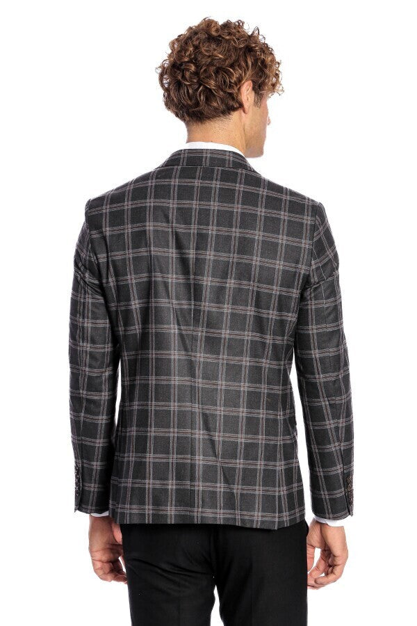 Slim Fit Sivri Yaka Siyah Erkek Ceket - Wessi