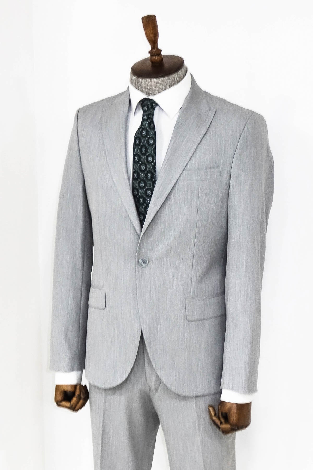 İki Parça Slim Fit Gri Erkek Takım Elbise - Wessi