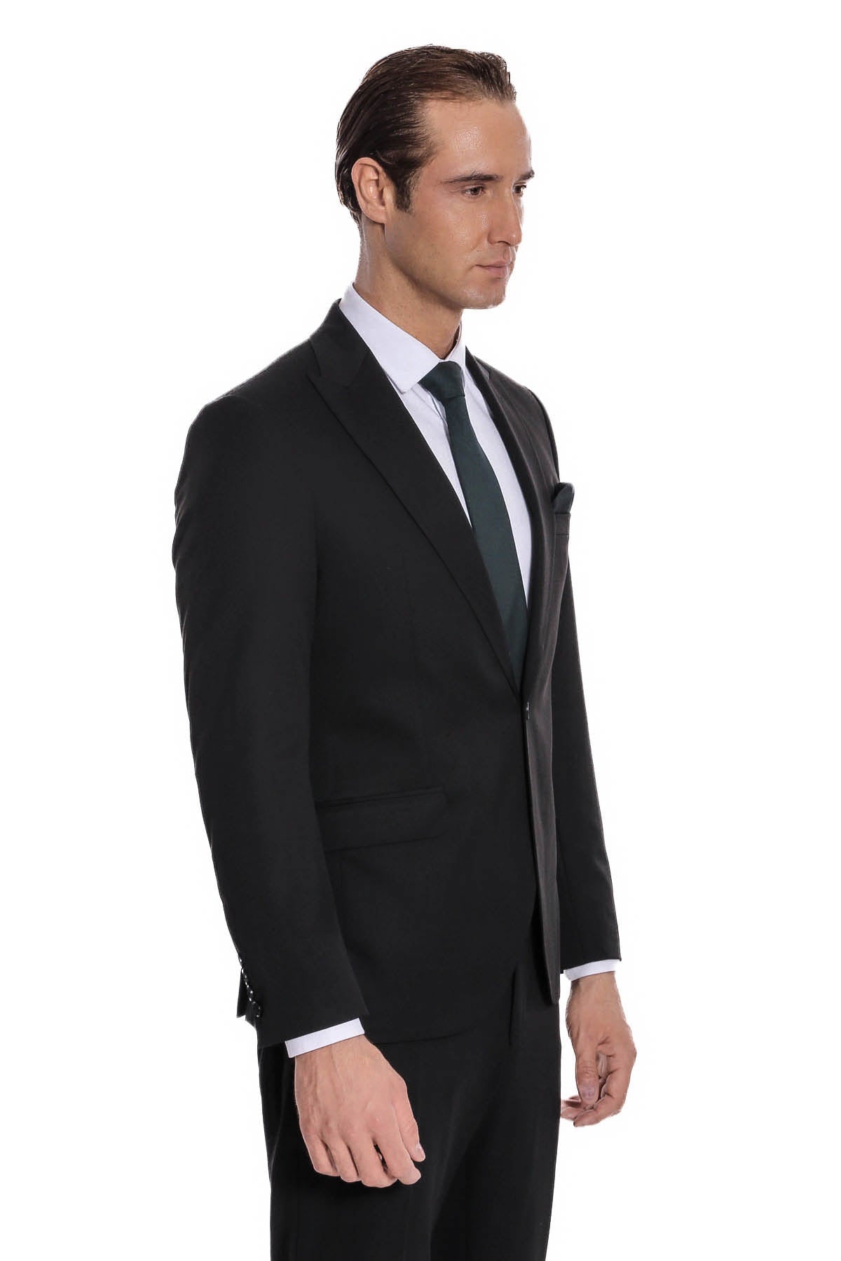 Desensiz İki Parça Slim Fit Siyah Erkek Takım Elbise - Wessi