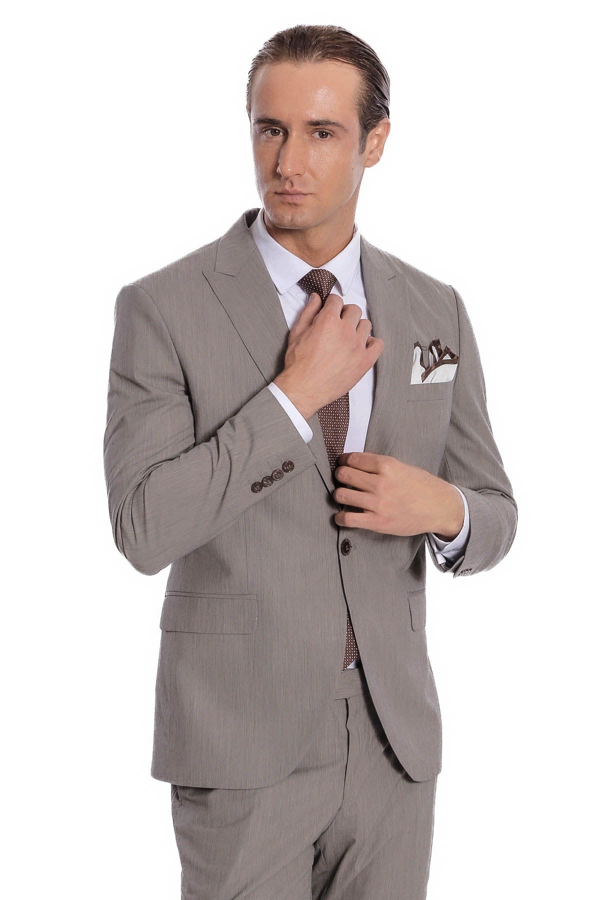 Desensiz İki Parça Slim Fit Koyu Gri Erkek Takım Elbise - Wessi