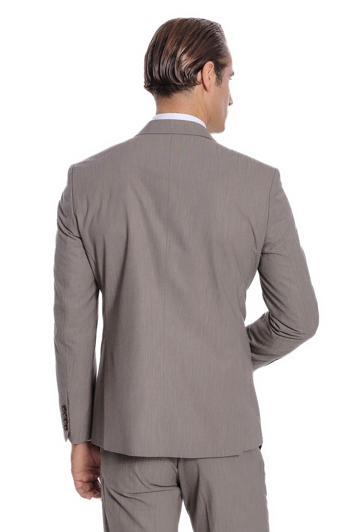 Desensiz İki Parça Slim Fit Koyu Gri Erkek Takım Elbise - Wessi