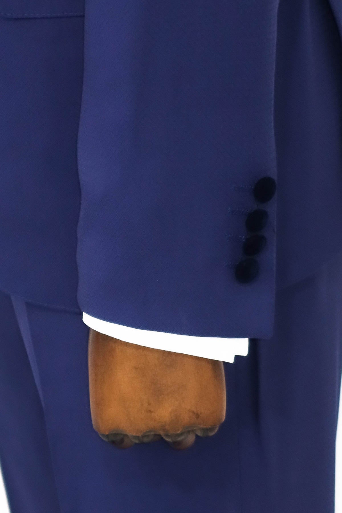 Kadife Yaka Slim Fit Mavi Erkek Damatlık - Wessi