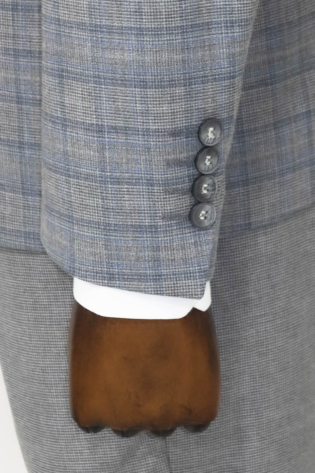 Ekose Ceketli Slim Fit Gri Erkek Takım Elbise - Wessi