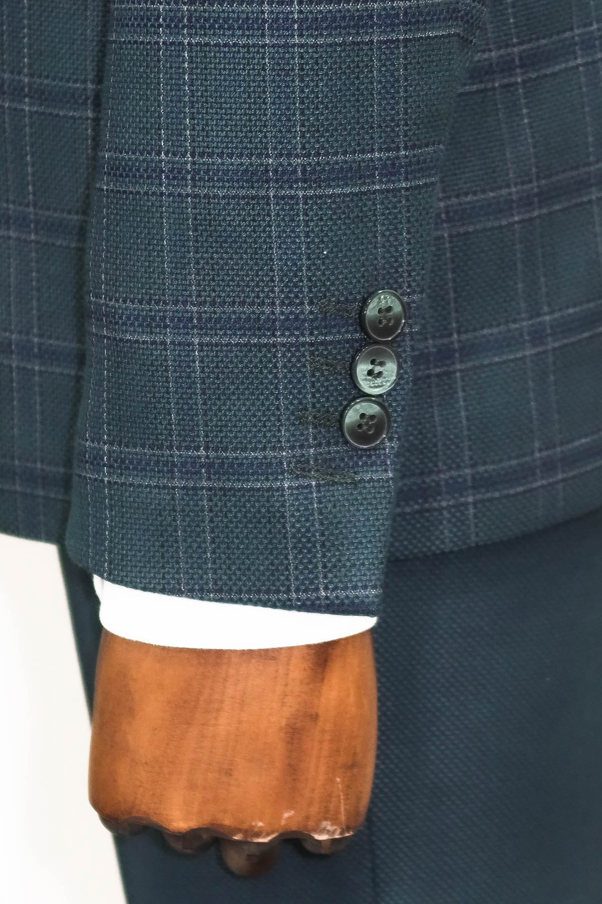 Ekose Ceketli Slim Fit Yeşil Erkek Takım Elbise - Wessi