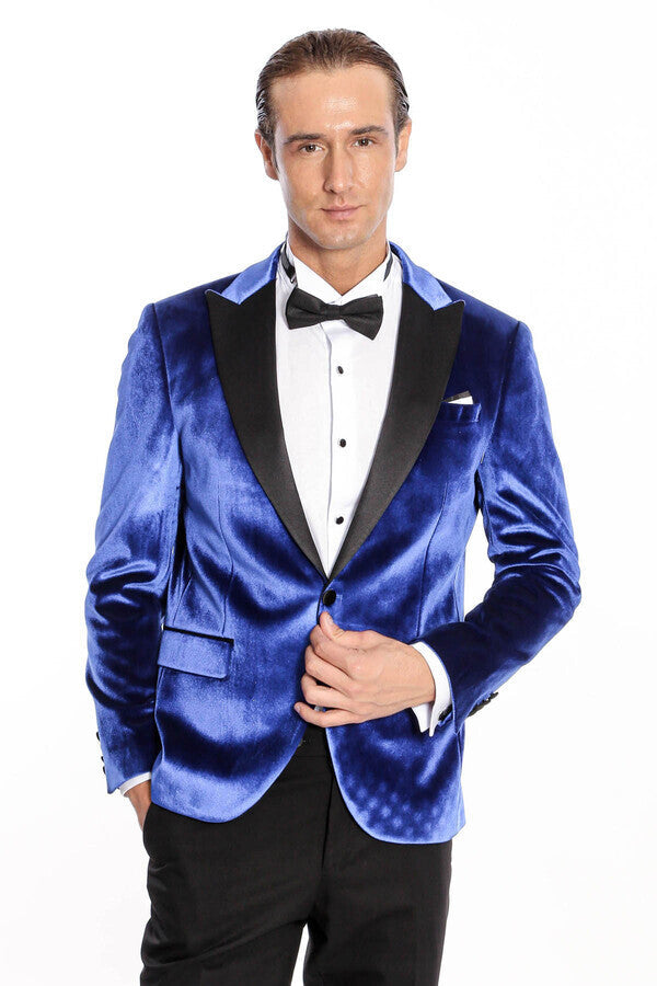 Kafide Lacivert Slim Fit Erkek Smokin Ceket - Wessi