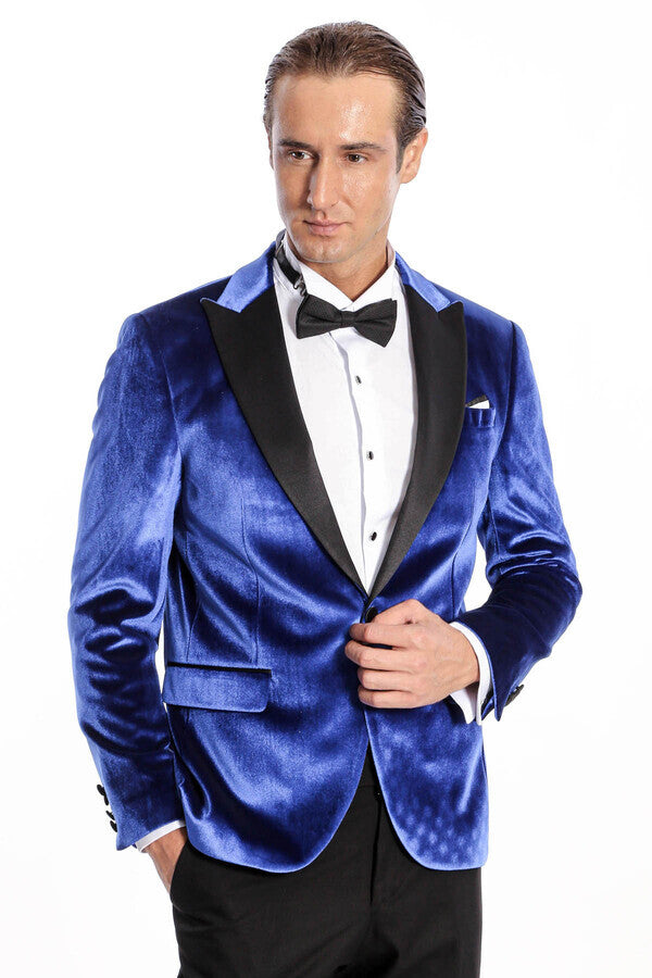 Kafide Lacivert Slim Fit Erkek Smokin Ceket - Wessi