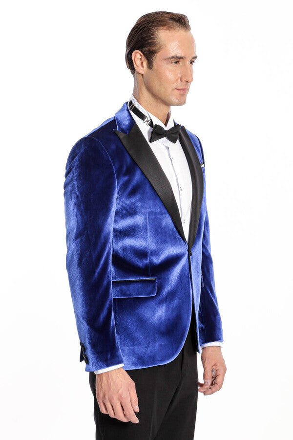 Kafide Lacivert Slim Fit Erkek Smokin Ceket - Wessi