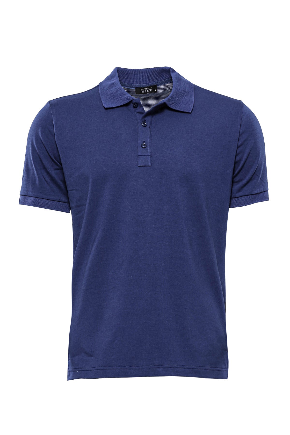 Polo Yaka Düz Açık Lacivert T-shirt - Wessi