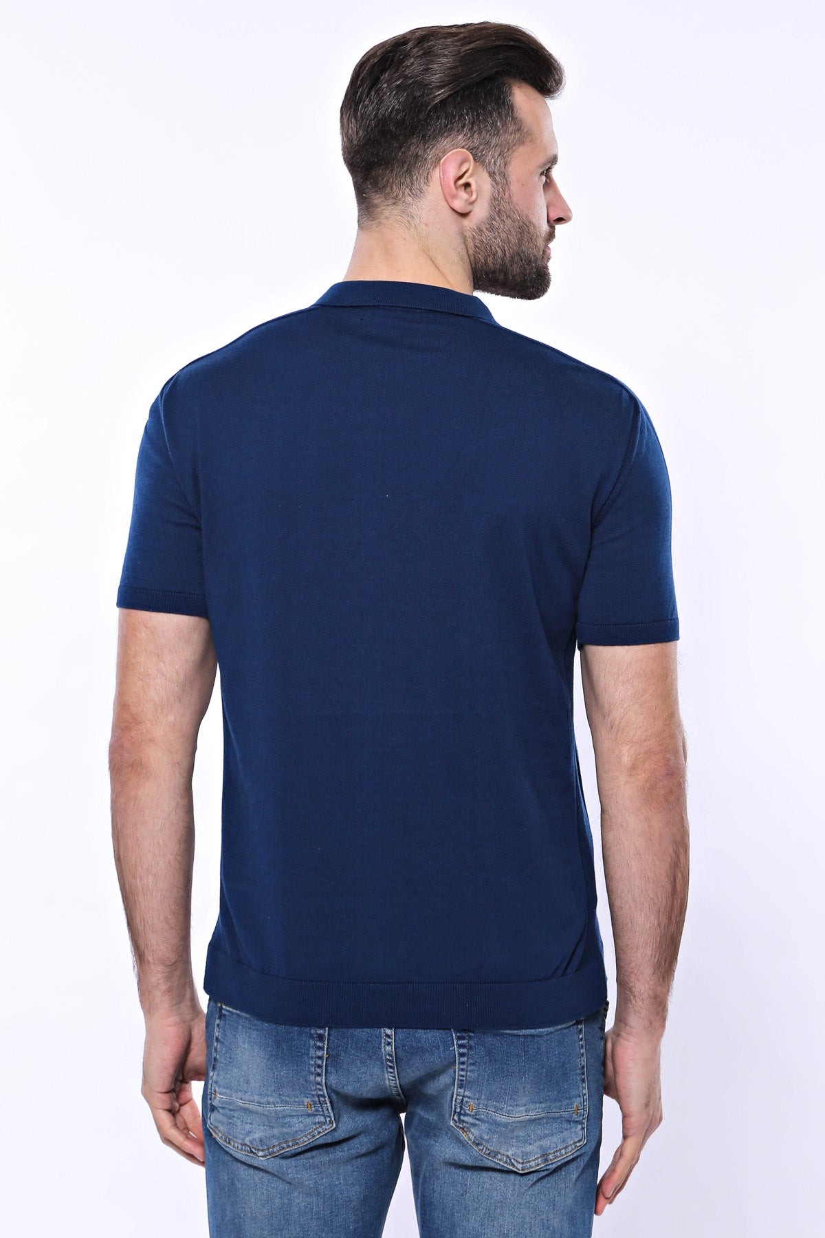 Polo Yaka Parlament Düz Örme T-shirt | Wessi