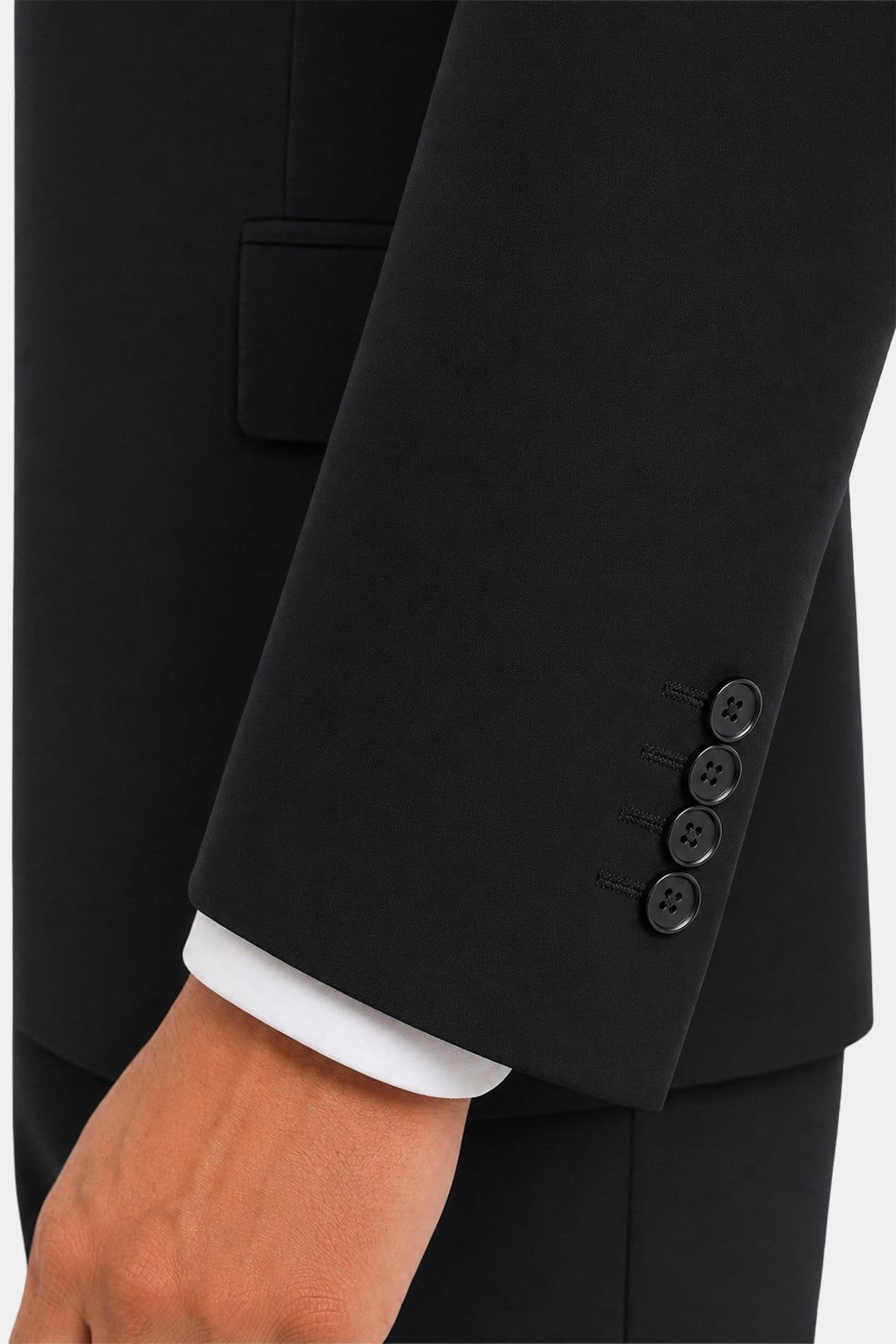 4 Drop Erkek Siyah Dar Kesim Slim Fit Viskon Mono Yaka Takım Elbise