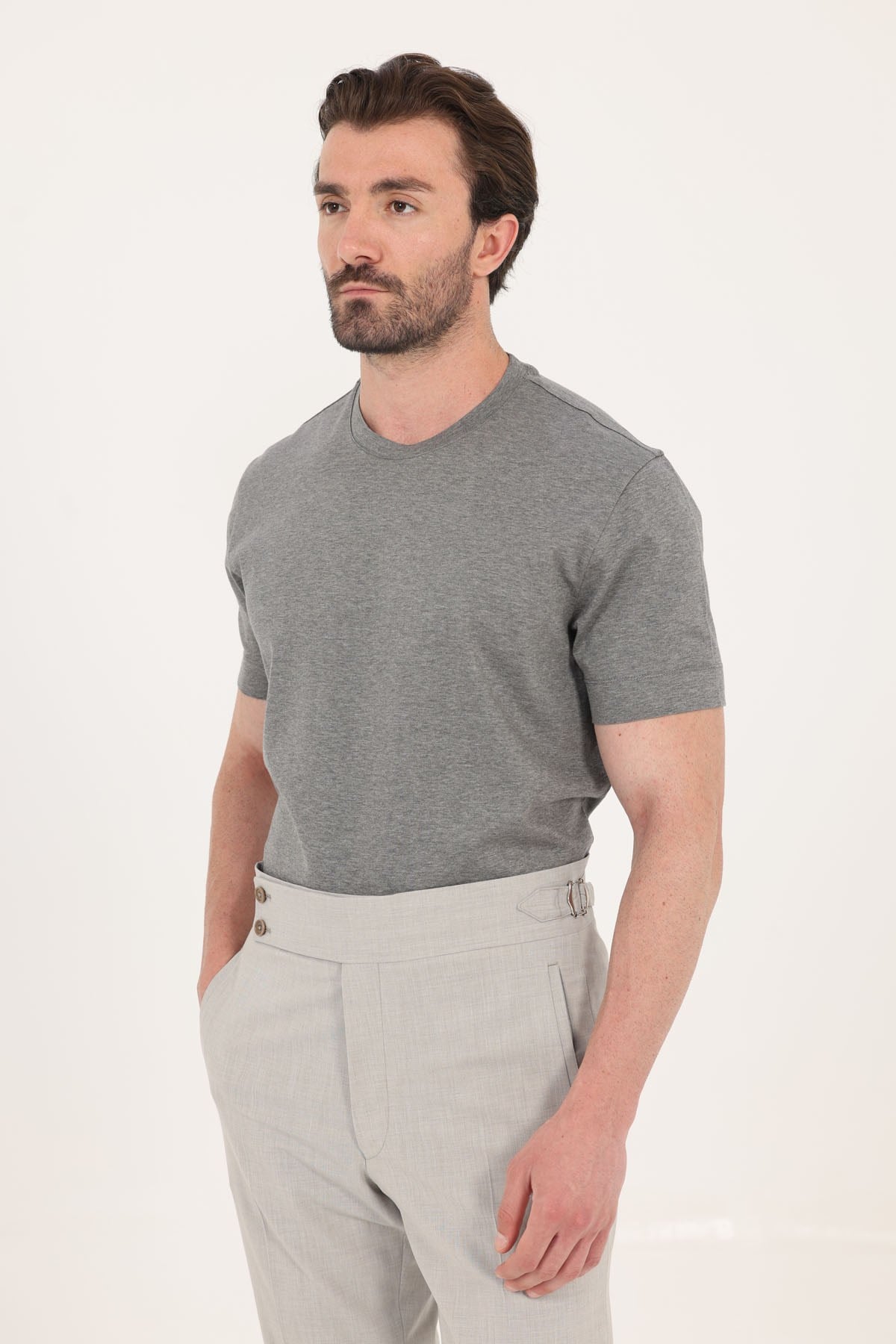 Antrasit %100 Pamuk Polo Yaka T-Shirt