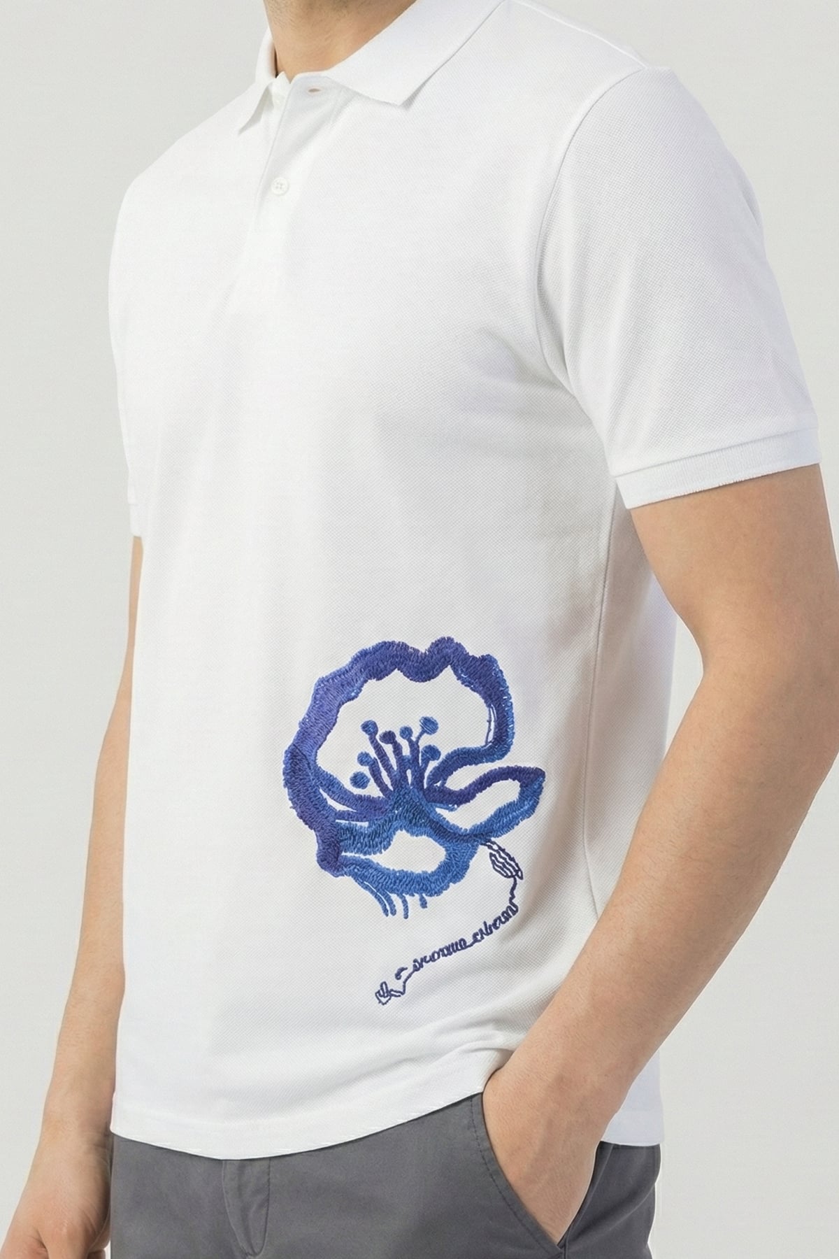 Giotelli Erkek Beyaz Dar Kesim Slim Fit %100 Pamuk Dokuma Polo Yaka Erkek Tişört
