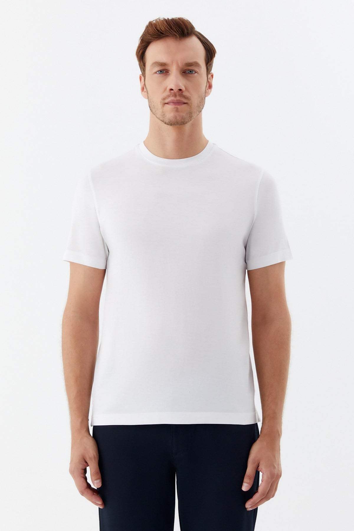 Bisiklet Yaka Basic Erkek T-Shirt Beyaz