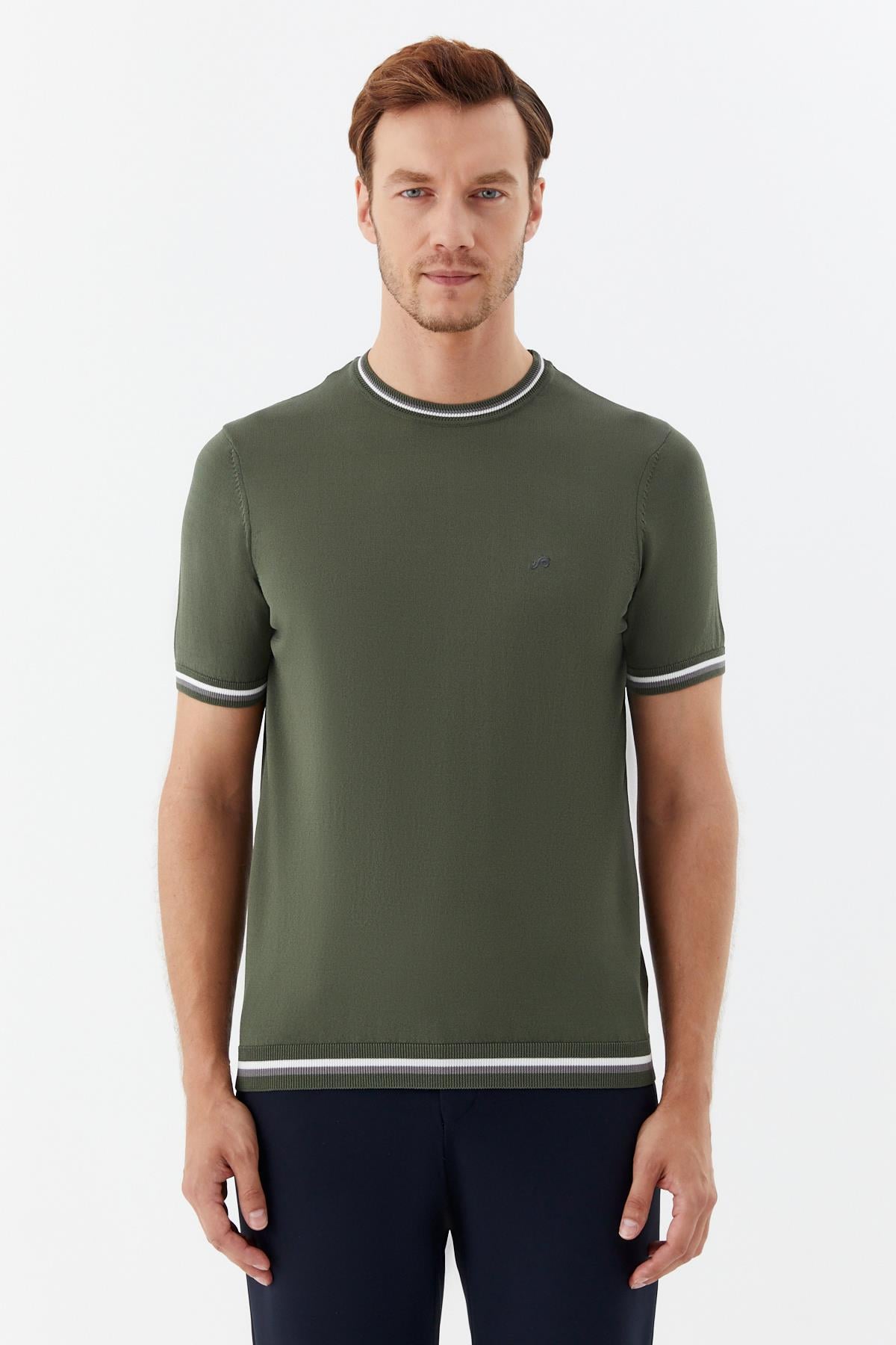 Bisiklet Yaka Triko Erkek T-Shirt Yeşil
