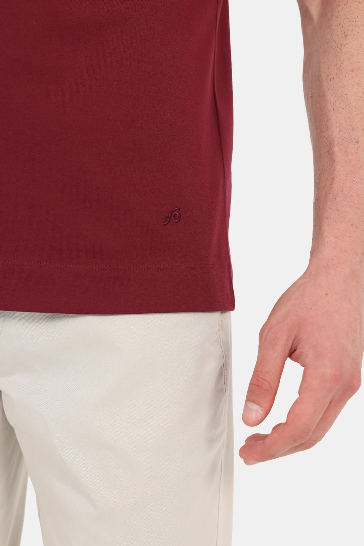Bordo %100 Pamuk Regular Fit Bisiklet Yaka Basic T-Shirt