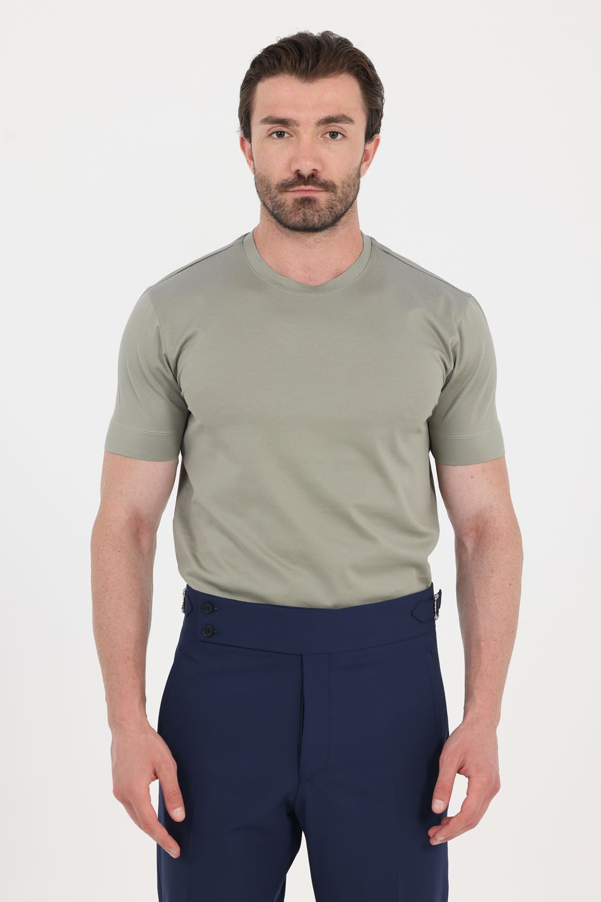 Çağla Yeşili %100 Pamuk Regular Fit Bisiklet Yaka Basic T-Shirt